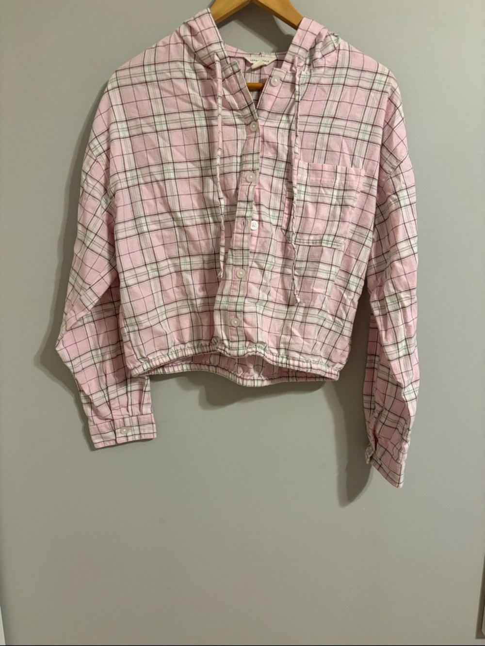 Aeropostale Pink Plaid Hooded Button-Up